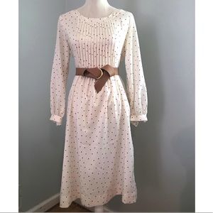1970s Apple Print Vintage Dress
